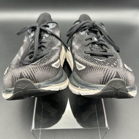 Hoka One One Clifton 9 Shoes Womens Size 9 D Wide Black White Running Sneakers - Picture 3 of 7